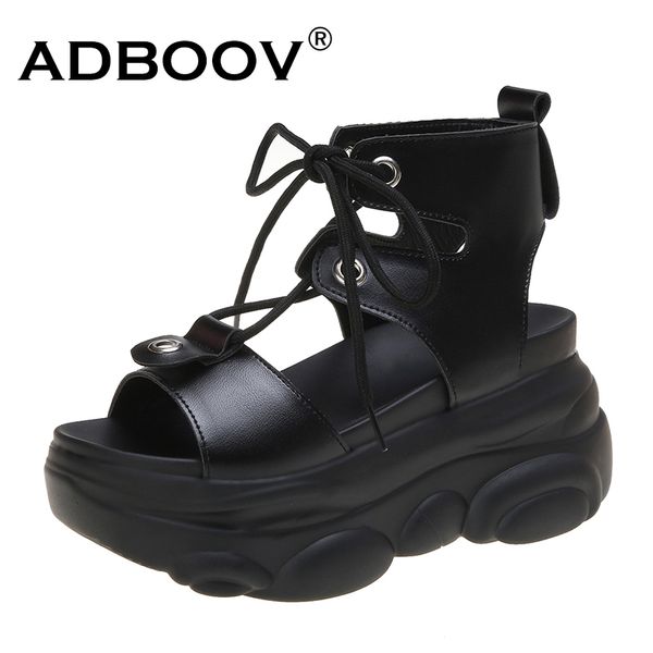 adboov high wedge sandals women 8.5 cm thick sole lace up sandals female bear sole platform shoes woman, Black
adboov high wedge sandals women 8.5 cm thick sole lace up sandals female bear sole platform shoes woman, Black