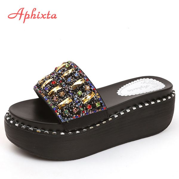 aphixta platform rhinestone sandals slippers women gemstone slides women shoes wedge slippers string bead beach slides shoes y200624, Black
aphixta platform rhinestone sandals slippers women gemstone slides women shoes wedge slippers string bead beach slides shoes y200624, Black