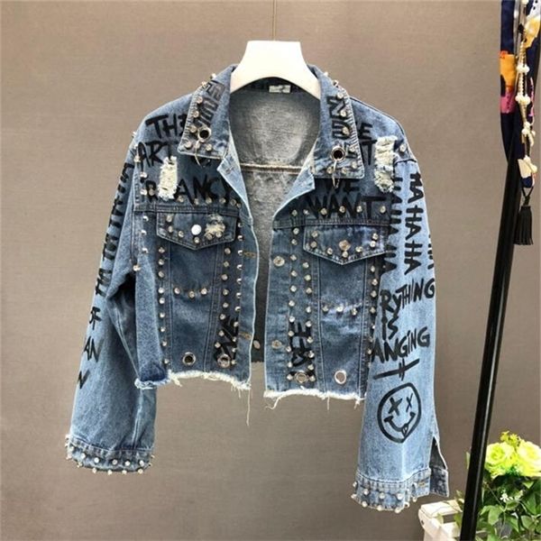 2020 new fashion beading diamond graffiti printed short design denim jacket coat casual women cowboy jeans coats outerwear r773, Black
2020 new fashion beading diamond graffiti printed short design denim jacket coat casual women cowboy jeans coats outerwear r773, Black
