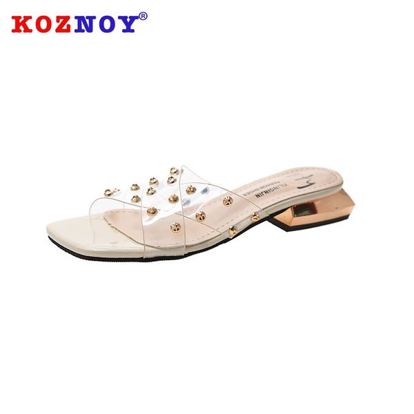 koznoy women summer 2020 slippers low heels fashion slides square toe breathable metal decoration square heel causal women shoes, Black
koznoy women summer 2020 slippers low heels fashion slides square toe breathable metal decoration square heel causal women shoes, Black