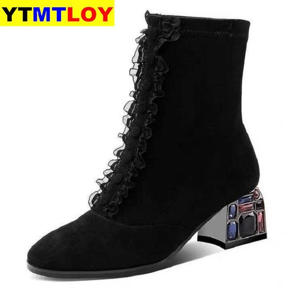 crystal heel sheepskin genuine leather slip-on women boots fashion style ankle boots fashion new spring autumn, Black
crystal heel sheepskin genuine leather slip-on women boots fashion style ankle boots fashion new spring autumn, Black