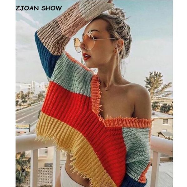v neck tassel hem irregular colored striped sweater 2 ways vintage new woman fringed neck loose knitted pullover knitwear, White;black
v neck tassel hem irregular colored striped sweater 2 ways vintage new woman fringed neck loose knitted pullover knitwear, White;black