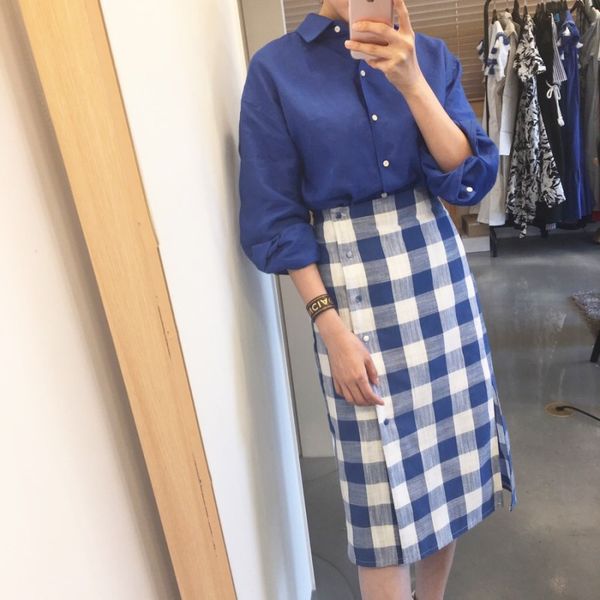 skirt suit for women 2020 new autumn elegant button long sleeve shirt+plaid long skirt blue sets official lady korean style chic, Gray
skirt suit for women 2020 new autumn elegant button long sleeve shirt+plaid long skirt blue sets official lady korean style chic, Gray