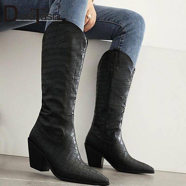 doratasia plus size 34-48 new ladies chunky high heels mid calf boots autumn pointed toe boots women 2020 slip on shoes woman, Black
doratasia plus size 34-48 new ladies chunky high heels mid calf boots autumn pointed toe boots women 2020 slip on shoes woman, Black