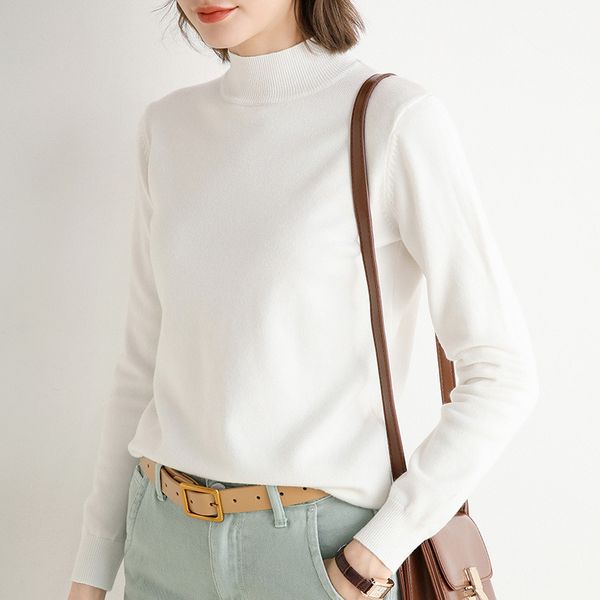 women's cashmere new style for autumn and winter half-collar short pullover slim fit solid color knitted bottoming sweater, White;black
women's cashmere new style for autumn and winter half-collar short pullover slim fit solid color knitted bottoming sweater, White;black