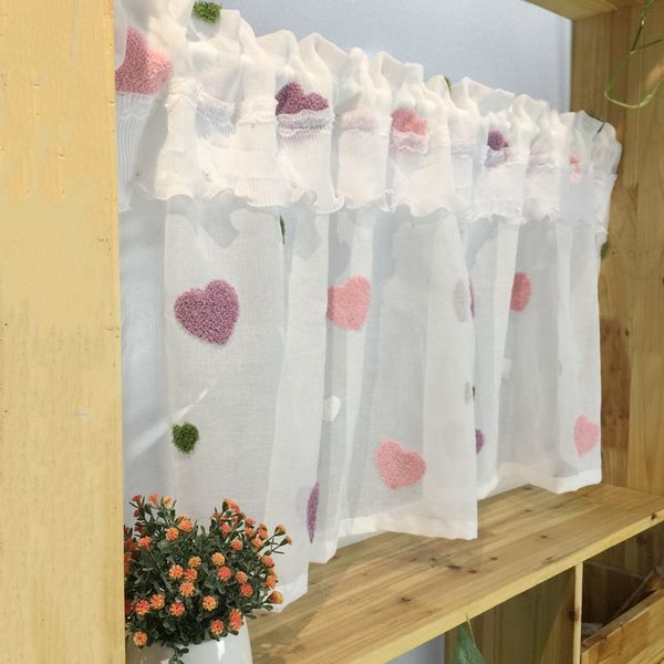 1 pcs rod pocket half curtain cute korean pink heart embroidered lace tulle short curtain for kitchen cafe small window dlm057&3
1 pcs rod pocket half curtain cute korean pink heart embroidered lace tulle short curtain for kitchen cafe small window dlm057&3