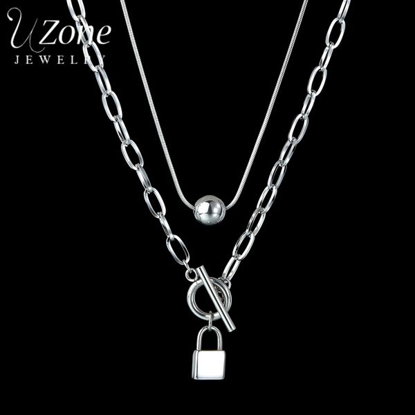 uzone trendy stainless steel lock pendant necklace detachable round ball double-layer chain necklaces for women men party gift, Silver
uzone trendy stainless steel lock pendant necklace detachable round ball double-layer chain necklaces for women men party gift, Silver