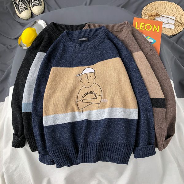 men's sweaters autumn thick design matching male sweater harajuku style bf head loose korean trend japanese student knit handsome, White;black
men's sweaters autumn thick design matching male sweater harajuku style bf head loose korean trend japanese student knit handsome, White;black