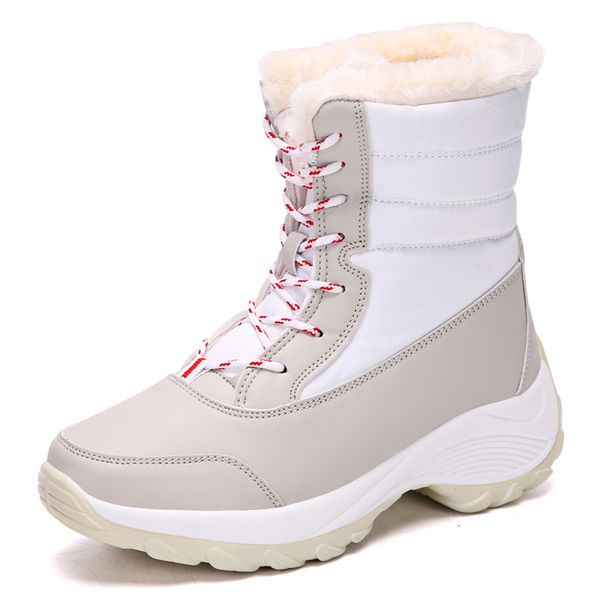 women boots winter comfort snow boots 2020 warmth female outdoor winter quality plush botas large size women's shoes, Black