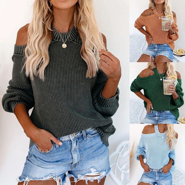 women off shoulder halter neck sweater lantern sleeve backless pullover crisscross solid color loose jumper, White;black 
women off shoulder halter neck sweater lantern sleeve backless pullover crisscross solid color loose jumper, White;black