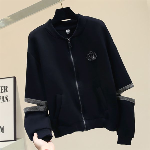 female sweatshirts 2020 new spring autumn women clothes loose hollow out long sleeve o neck space cotton zipper jacket coat, Black
female sweatshirts 2020 new spring autumn women clothes loose hollow out long sleeve o neck space cotton zipper jacket coat, Black