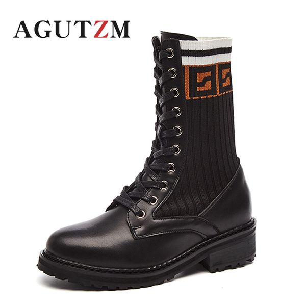 augtzm casual leather mid calf boots women shoes female footwear platform lace up nylon round toe brand ladies sock winter boots, Black
augtzm casual leather mid calf boots women shoes female footwear platform lace up nylon round toe brand ladies sock winter boots, Black