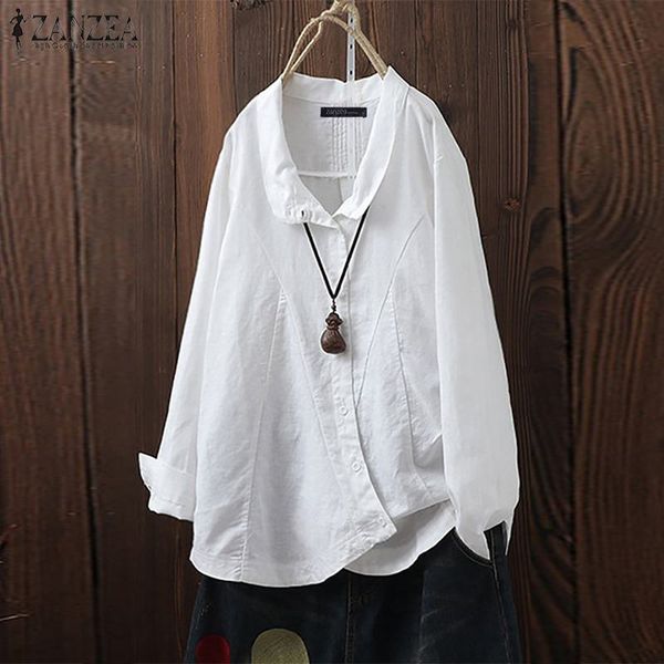 women's blouses & shirts women cotton linen shirt casual lapel blusas tunic zanzea 2021 summer autumn long sleeve irregular buttons, White
women's blouses & shirts women cotton linen shirt casual lapel blusas tunic zanzea 2021 summer autumn long sleeve irregular buttons, White