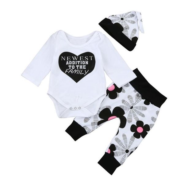 simple style newborn kids baby girls outfits clothes letter romper +floral pants+hat set cute ropa bebe july28, White
simple style newborn kids baby girls outfits clothes letter romper +floral pants+hat set cute ropa bebe july28, White