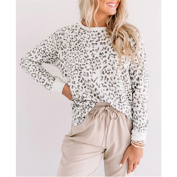 women's t-shirt autumn leopard print long sleeve round neck loose white base pullover, home casual t-shirt, lady sports street wear
women's t-shirt autumn leopard print long sleeve round neck loose white base pullover, home casual t-shirt, lady sports street wear