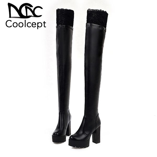 coolcept size 33-48 women lace winter boots platform over the knee boots lace shoes woman footwear, Black
coolcept size 33-48 women lace winter boots platform over the knee boots lace shoes woman footwear, Black