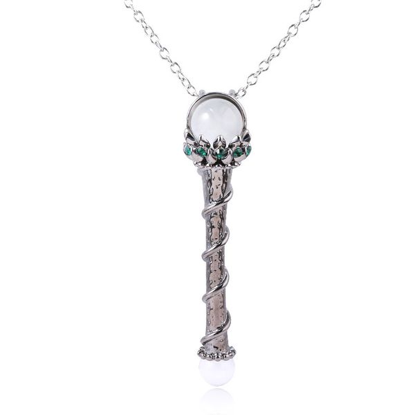 new fashion maleficent scepter necklace natural crystal pendant choker necklace for men women christmas jewelry gifts, Silver
new fashion maleficent scepter necklace natural crystal pendant choker necklace for men women christmas jewelry gifts, Silver