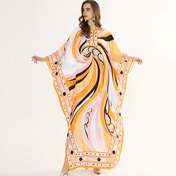 women's runway dresses o neck batwing sleeves printed loose deisgn holiday long maxi dresses, Black
women's runway dresses o neck batwing sleeves printed loose deisgn holiday long maxi dresses, Black