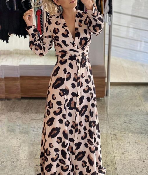 designer dresses spring autumn long sleeve full length women dress sell loose clothing v-neck leopard womens, Black;gray 
designer dresses spring autumn long sleeve full length women dress sell loose clothing v-neck leopard womens, Black;gray