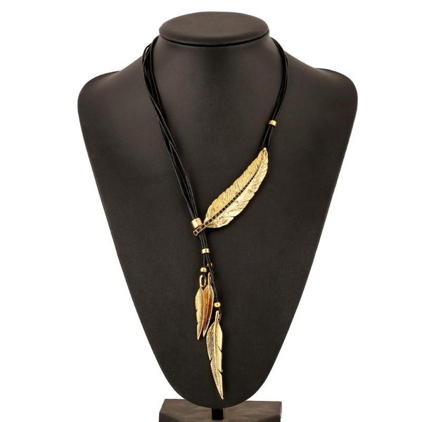 chains fashion bohemian style black rope chain feather pattern pendant necklace for women ethnic crystal leaf statement, Silver
chains fashion bohemian style black rope chain feather pattern pendant necklace for women ethnic crystal leaf statement, Silver