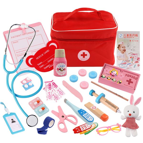 Wooden Toy Pretend Play Doctor Set Nurse Injection Medical Kit Role Play Educational Simulation Doctor Tools Kids Toys Children Gifts