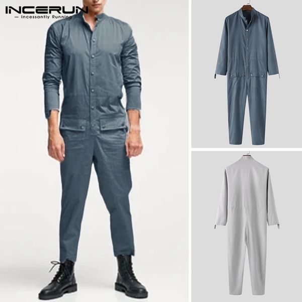 men's pants men jumpsuit streetwear solid color 2021 long sleeve stand collar fashion cargo overalls chic button rompers incerun, Black
men's pants men jumpsuit streetwear solid color 2021 long sleeve stand collar fashion cargo overalls chic button rompers incerun, Black