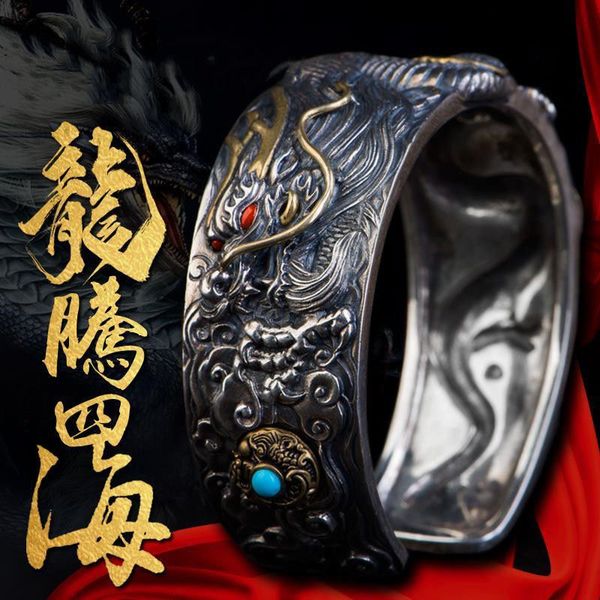 2020 new silver color, dragon body protection, fashion open bracelet, retro personality, domineering for men and women,ring, Black
2020 new silver color, dragon body protection, fashion open bracelet, retro personality, domineering for men and women,ring, Black