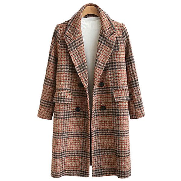 plaid double breasted coat women autumn winter woolen loose tartan vintage warm long coats houndstooth female coat plus size, Black
plaid double breasted coat women autumn winter woolen loose tartan vintage warm long coats houndstooth female coat plus size, Black