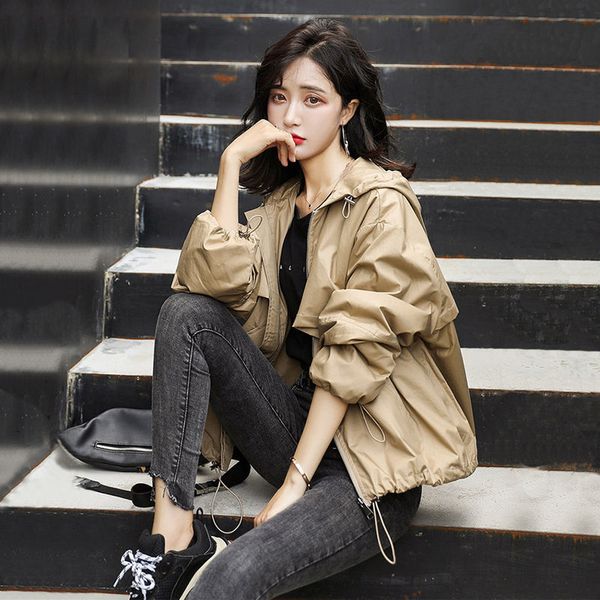 2020 spring and autumn new women's short jackets hooded causal windbreaker famale basic loose zipper outwears plus size coat s86, Black;brown
2020 spring and autumn new women's short jackets hooded causal windbreaker famale basic loose zipper outwears plus size coat s86, Black;brown