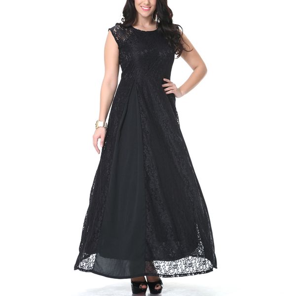 vintage lace maxi dresses plus size 6xl sleeveless polyester panel floor length o shape neck fashion ladies casual dress, Black;gray
vintage lace maxi dresses plus size 6xl sleeveless polyester panel floor length o shape neck fashion ladies casual dress, Black;gray