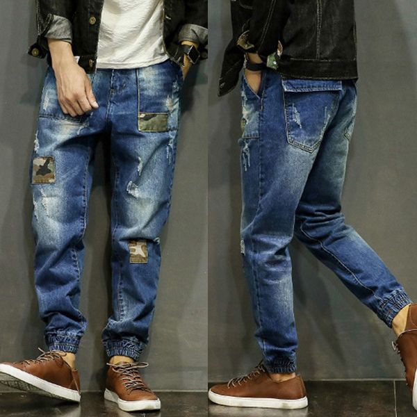 new men punk applique jeans men's rocking hip-hop pants men mid waist beam pants mens personality loose harem 29-42, Blue
new men punk applique jeans men's rocking hip-hop pants men mid waist beam pants mens personality loose harem 29-42, Blue