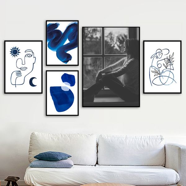 abstract blue squiggle line face girl wall art canvas painting nordic posters and prints wall pictures for living room decor
abstract blue squiggle line face girl wall art canvas painting nordic posters and prints wall pictures for living room decor