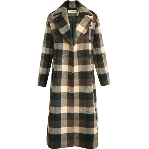 winter fashion plaid woolen coat women double breasted straight vintage x-long wool blends coat, Black
winter fashion plaid woolen coat women double breasted straight vintage x-long wool blends coat, Black
