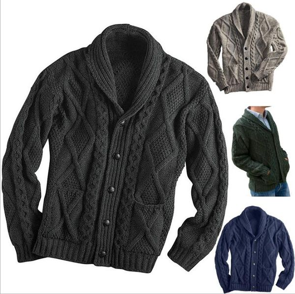 fall/winter european and american men's sweater solid color long sleeve lapel cardigan jacket knitwear, White;black
fall/winter european and american men's sweater solid color long sleeve lapel cardigan jacket knitwear, White;black