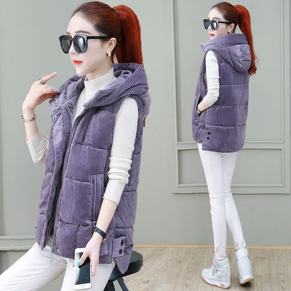 2020 new women winter korean cotton padded corduroy vest female vintage warm thicken hooded solid short sleeveless waistcoat a14, Black;white
2020 new women winter korean cotton padded corduroy vest female vintage warm thicken hooded solid short sleeveless waistcoat a14, Black;white