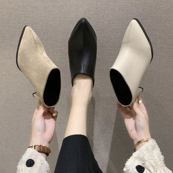 autumn ladies shoes high heels slippers zapatos mujer pointed toe party slides square heels women sandals outdoor woman slippers, Black
autumn ladies shoes high heels slippers zapatos mujer pointed toe party slides square heels women sandals outdoor woman slippers, Black