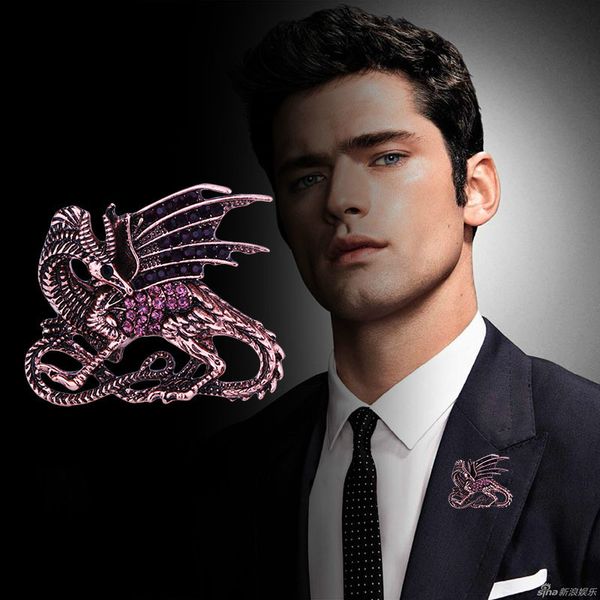 new zinc alloy retro crystal dragon brooch lapel pin badge broches dinosaur animal brooches gifts for men accessories clothing, Gray
new zinc alloy retro crystal dragon brooch lapel pin badge broches dinosaur animal brooches gifts for men accessories clothing, Gray