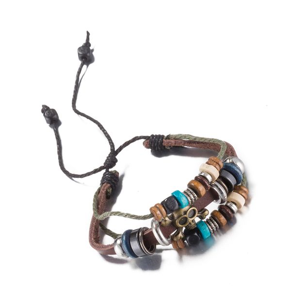 adjustable casual leather multi-strand bracelets with skull zinc alloy and wood beads for women, Black
adjustable casual leather multi-strand bracelets with skull zinc alloy and wood beads for women, Black
