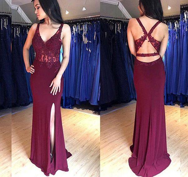 simple burgundy sheath evening dress deep v neck appliques side split formal party prom dresses custom made, Black;red
simple burgundy sheath evening dress deep v neck appliques side split formal party prom dresses custom made, Black;red