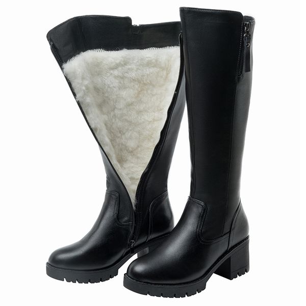2020 winter new women's large size tall tube thick fur integrated snow boots high-heeled knight boots thick heel leather, Black
2020 winter new women's large size tall tube thick fur integrated snow boots high-heeled knight boots thick heel leather, Black