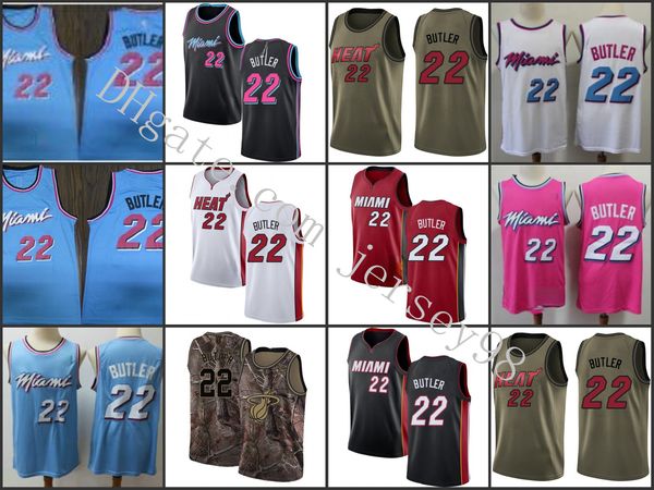 miami heat men #22 jimmy butler whiteside white nba swingman jersey, Black