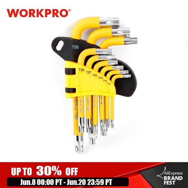 workpro yellow 9pcs torx key wrench set short arm star key set sae metric allen wrench tool t10-t50
workpro yellow 9pcs torx key wrench set short arm star key set sae metric allen wrench tool t10-t50