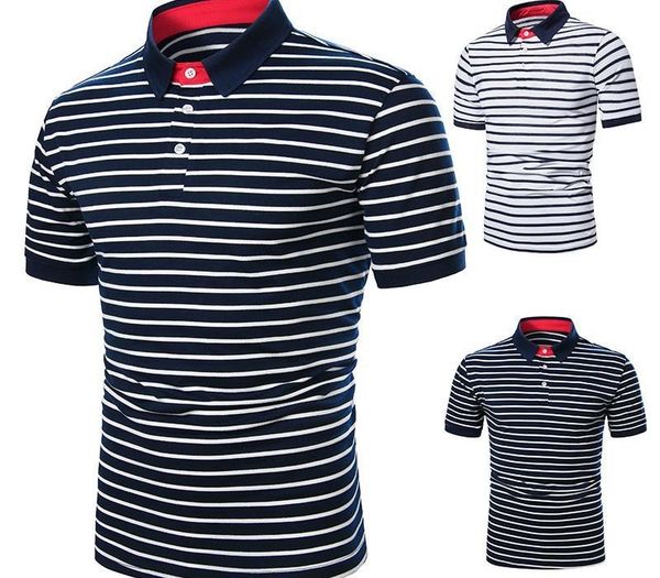 polo shirt mens summer casual short sleeved slim lapel neck male tees two color striped printed, White;black
polo shirt mens summer casual short sleeved slim lapel neck male tees two color striped printed, White;black