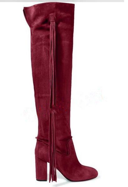 new square high heels over the knee high motorcycle boots for women wine red long tassels fall winter long boots size 35-42, Black
new square high heels over the knee high motorcycle boots for women wine red long tassels fall winter long boots size 35-42, Black