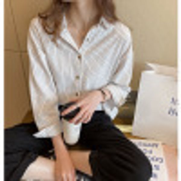 spring and autumn new style fashion western design niche long-sleeved stacked shirts striped shirts women, White
spring and autumn new style fashion western design niche long-sleeved stacked shirts striped shirts women, White