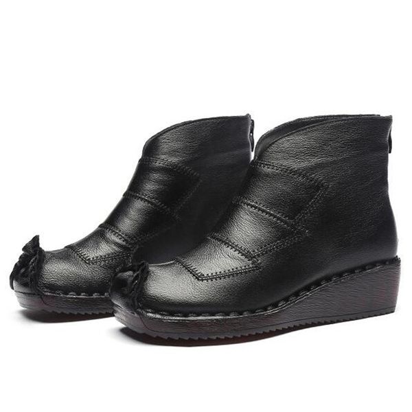 boots soft calf leather autumn women shoes flat wedges bottom full genuine woman ankle, Black
boots soft calf leather autumn women shoes flat wedges bottom full genuine woman ankle, Black