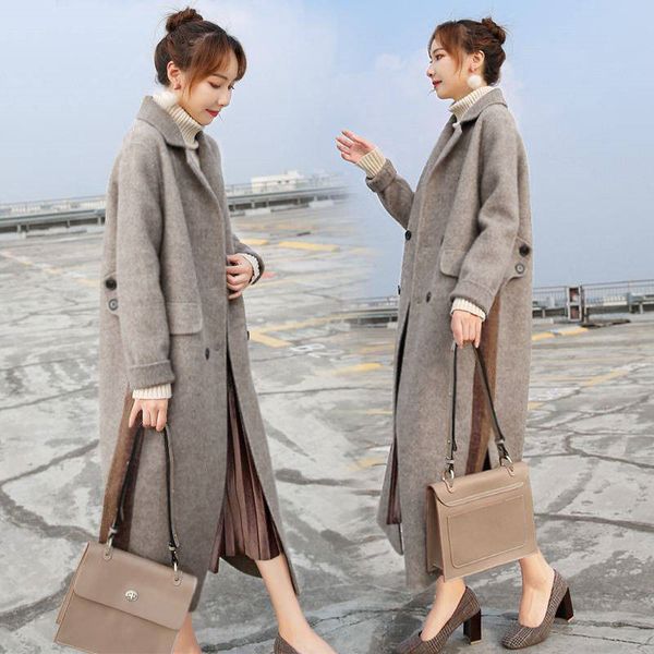 2020 new autumn winter women korean slim plus size long wool blend coat female elegant thicken woolen outerwear abrigo mujer r73, Black
2020 new autumn winter women korean slim plus size long wool blend coat female elegant thicken woolen outerwear abrigo mujer r73, Black