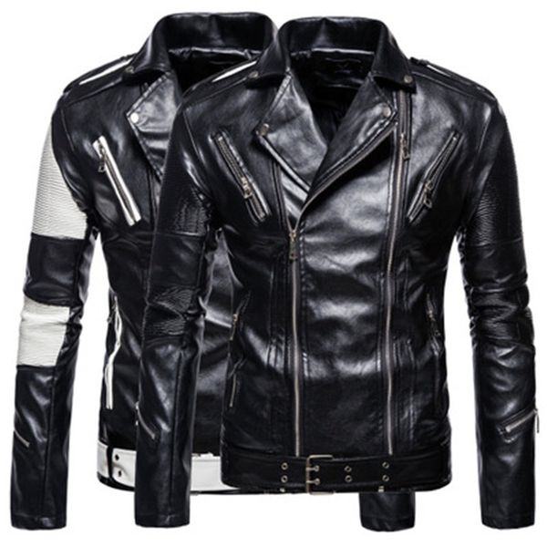 mens color-blocked long sleeve jackets spring autumn fashion trend pu leather lapel neck jacket designer mens zipper casual short coats, Black
mens color-blocked long sleeve jackets spring autumn fashion trend pu leather lapel neck jacket designer mens zipper casual short coats, Black