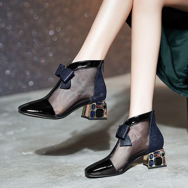 women summer net boots high heels party shoes woman winter new genuine leather fashion short bow women ankle boots, Black
women summer net boots high heels party shoes woman winter new genuine leather fashion short bow women ankle boots, Black