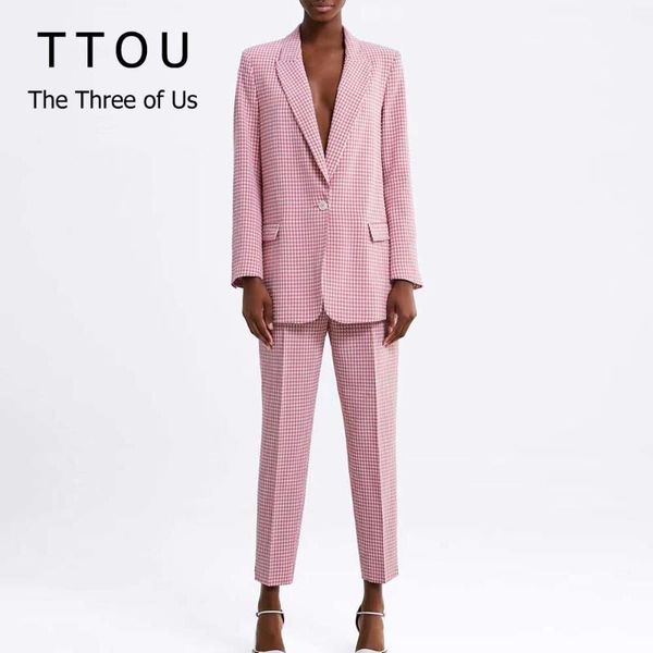 pink plaid women pant suit set blazer pockets single button long sleeve female casual office lady pant 2 pcs sets work wear, White
pink plaid women pant suit set blazer pockets single button long sleeve female casual office lady pant 2 pcs sets work wear, White